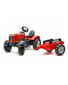 Tracteur-à-pédales-Massey-Ferguson-8740S-avec-remorque.4010AB-FALK-AGRIDIVER-rouge