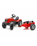 Tracteur à pédales Massey Ferguson 8740S avec remorque.