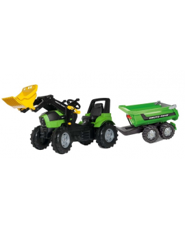 Tractor a pedales Deutz Agrotron 7250 TTV RollyFarmtrac  con pala y remolque Halfpipe